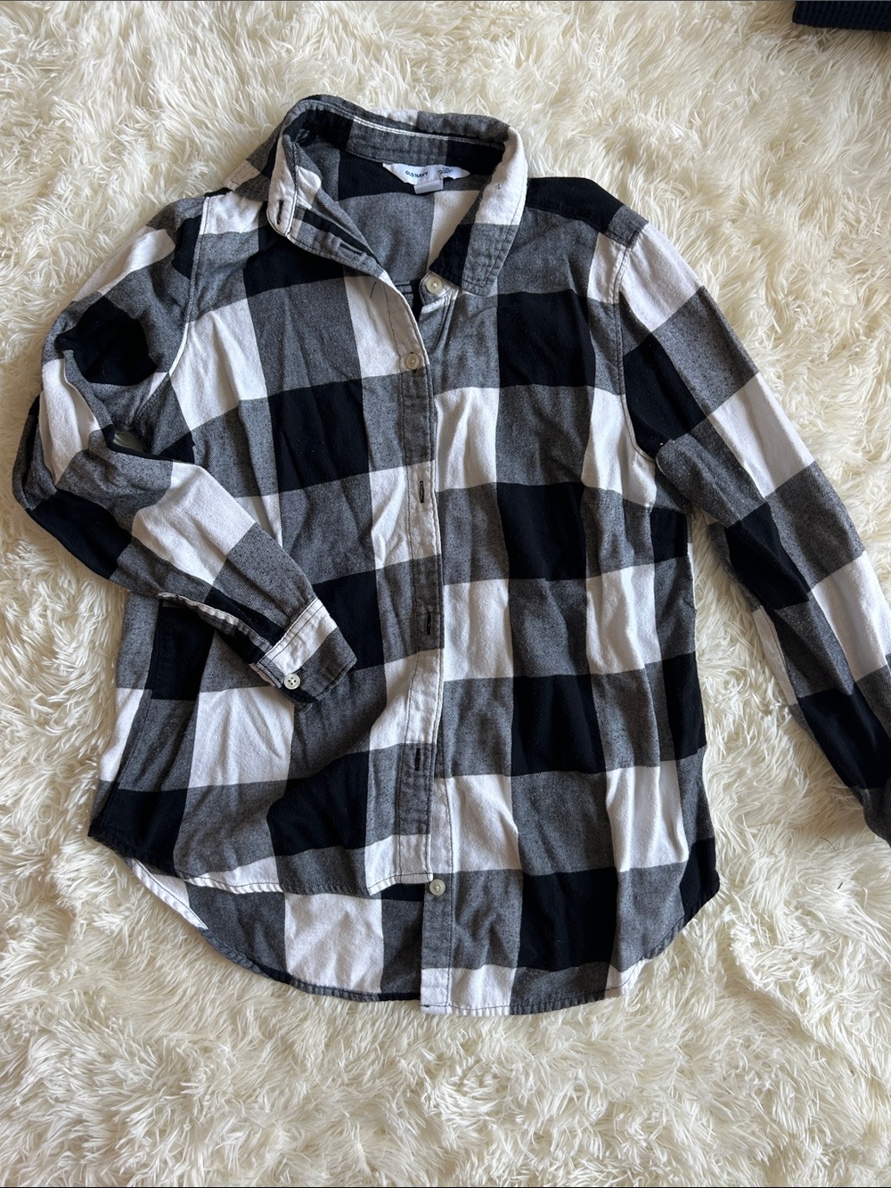 Old Navy Black and White Buffalo Plaid Button-Down Shirt